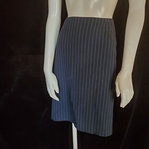 Body By Victoria Blue & White Striped Business Skirt (2) - Picture 1 of 5